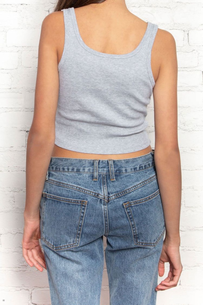 Debardeur Brandy Melville Dalis Cropped Grise | JOH-89486897